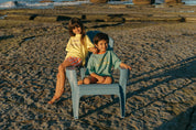 Sea Tee Crop Yellow - kids on beach chair with Sea Tee Green
