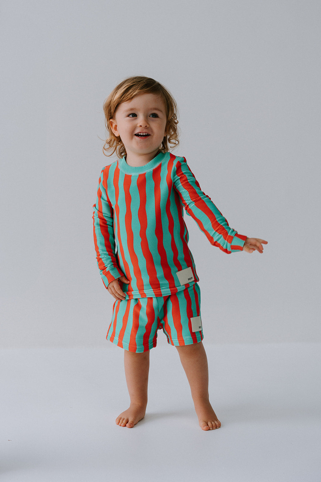 Boys Rashie Top Ribbed - Sea Kelp Aqua