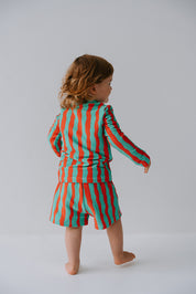 Boys Rashie Top Ribbed - Sea Kelp Aqua