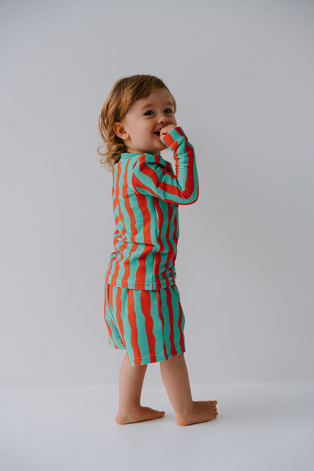 Boys Swim Shorts Ribbed - Sea Kelp Aqua