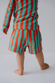 Boys Swim Shorts Ribbed - Sea Kelp Aqua