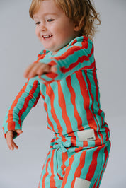 Boys Rashie Top Ribbed - Sea Kelp Aqua