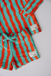 Boys Swim Shorts Ribbed - Sea Kelp Aqua