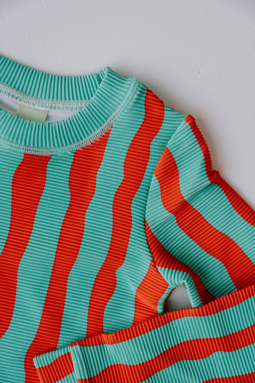 Boys Rashie Top Ribbed - Sea Kelp Aqua