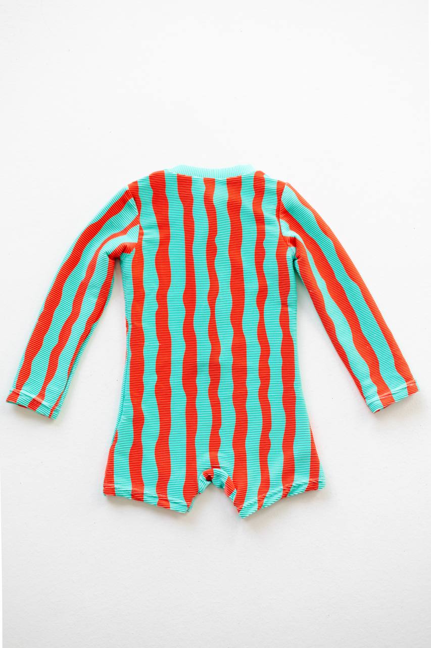 Sea Kelp Aqua Shortie flat lay back view