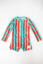 Sea Kelp Aqua Shortie flat lay front view showing snaps and zip