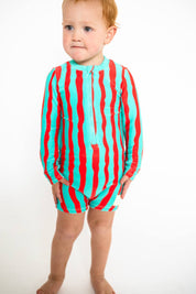 Toddler wearing Sea Kelp Aqua Shortie front view