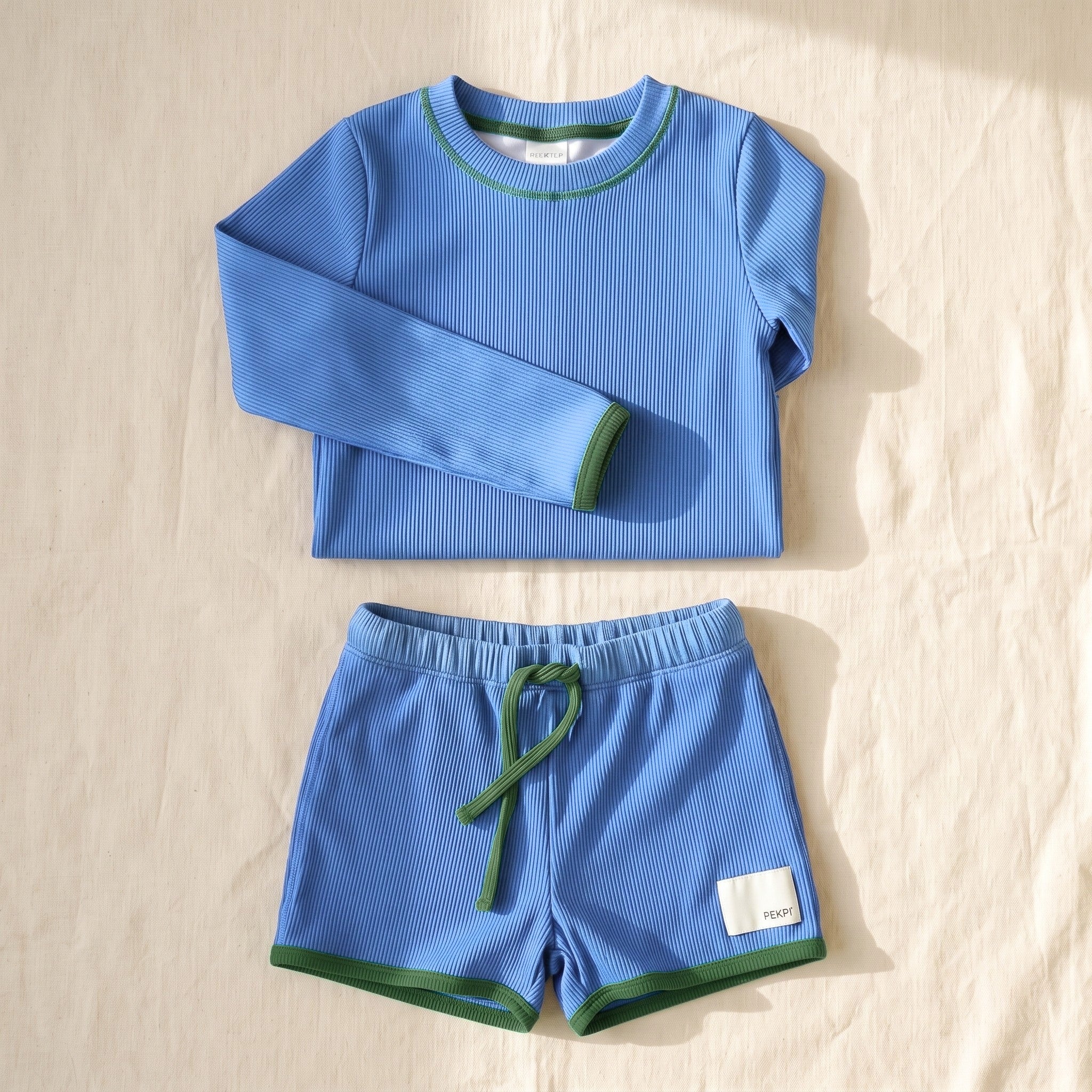 Matching Swim Set Bold Blueberry flat lay