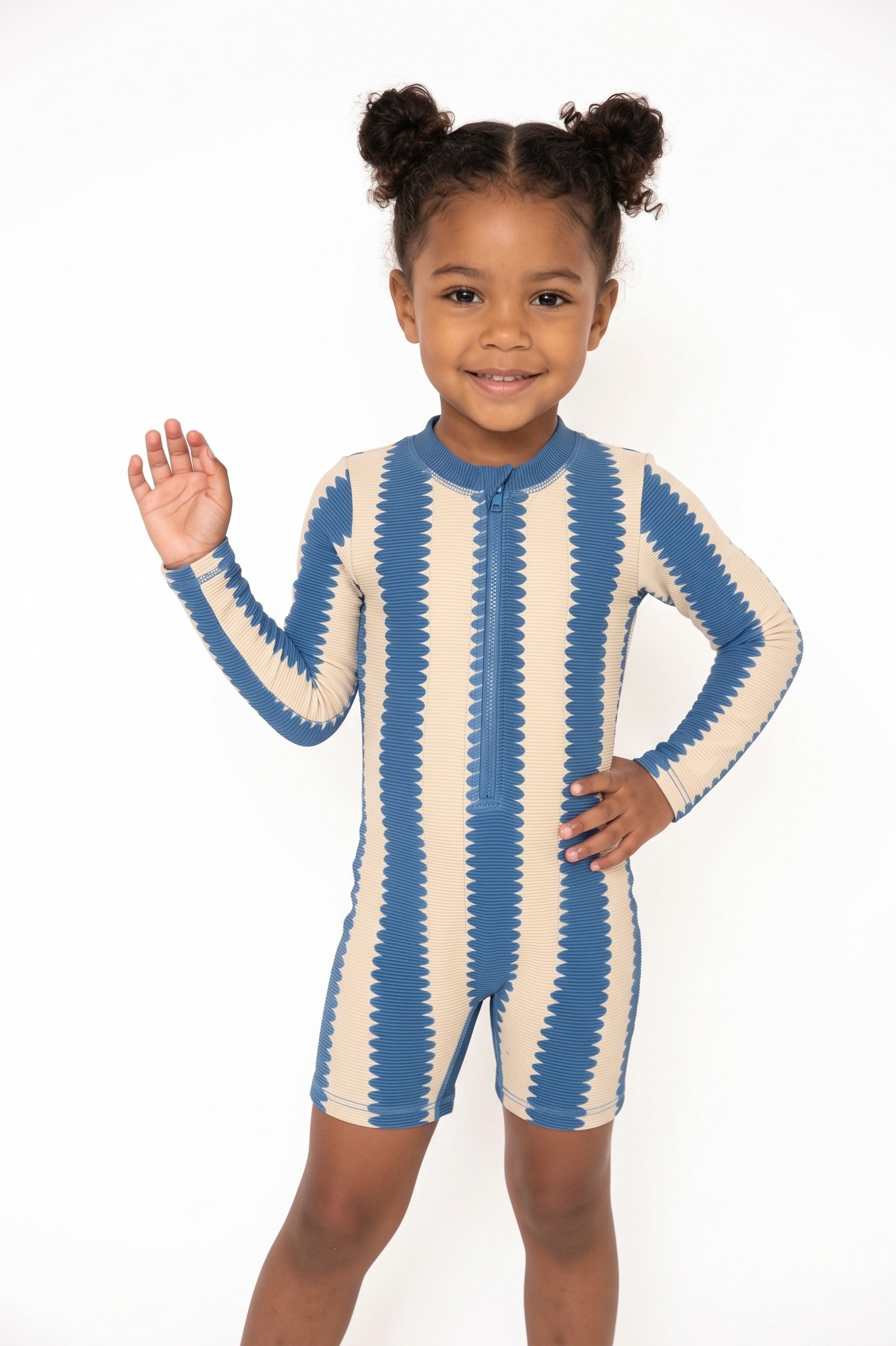 Shortie swimsuit in Blueberry Wobble, third view (AI-generated image matched to our sample)