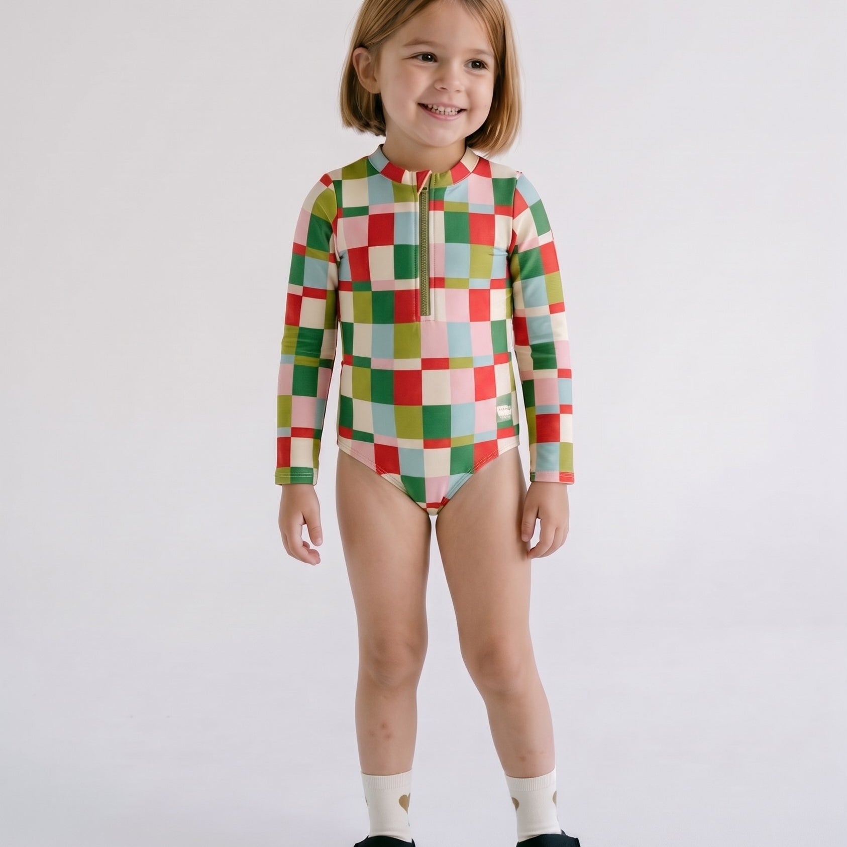 Girls full piece swimsuit in Popsicle Check