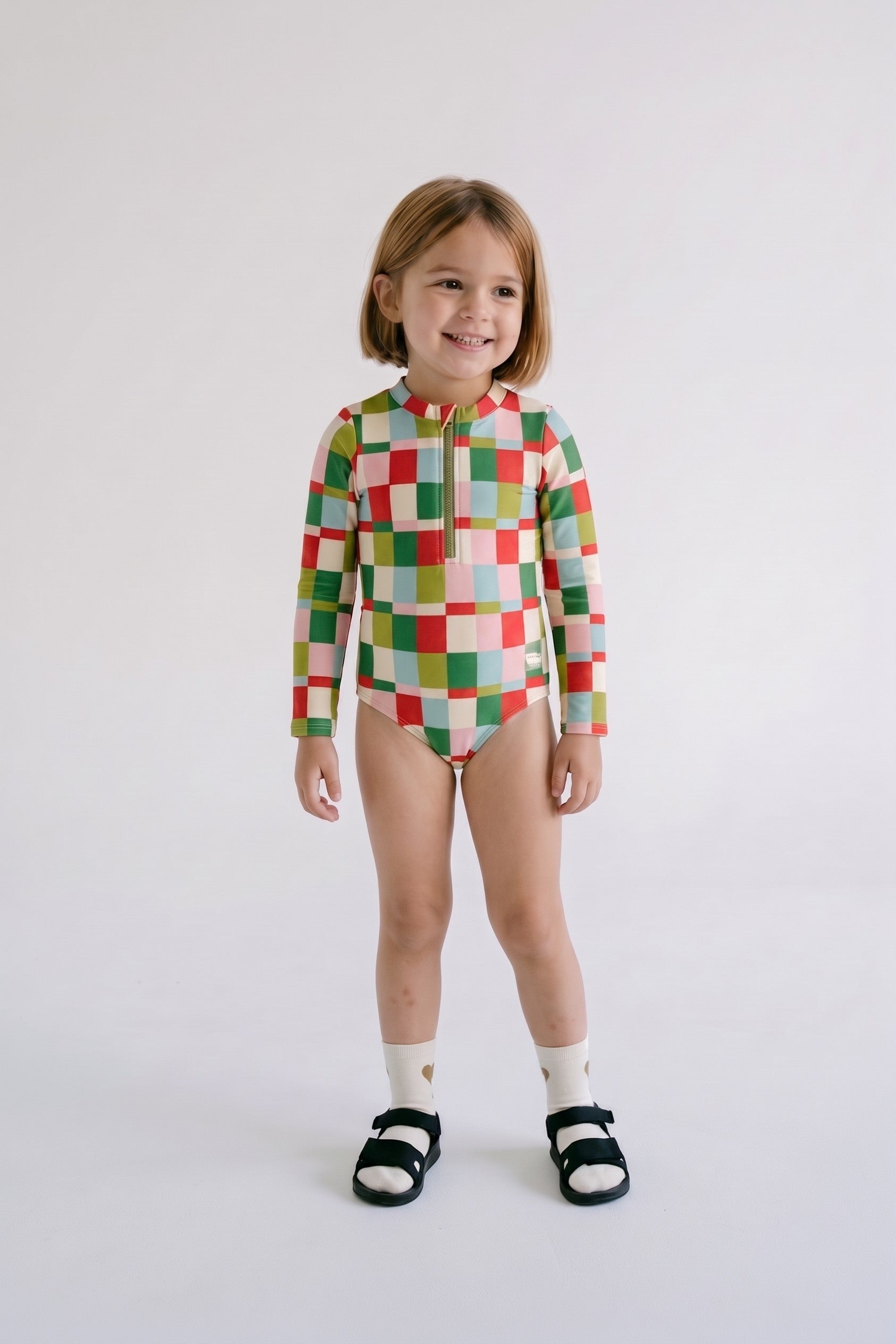 Girls full piece swimsuit in Popsicle Check