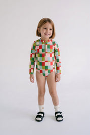 Girls full piece swimsuit in Popsicle Check