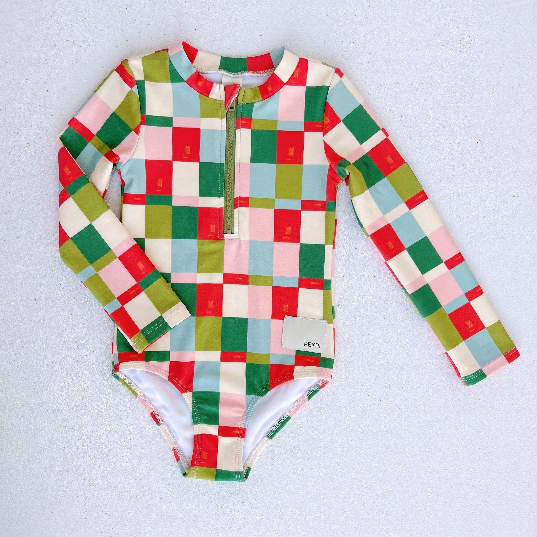 Girls full piece swimsuit in Popsicle Check