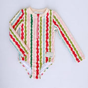 Girls full piece swimsuit in Popsicle Wobble Stripe