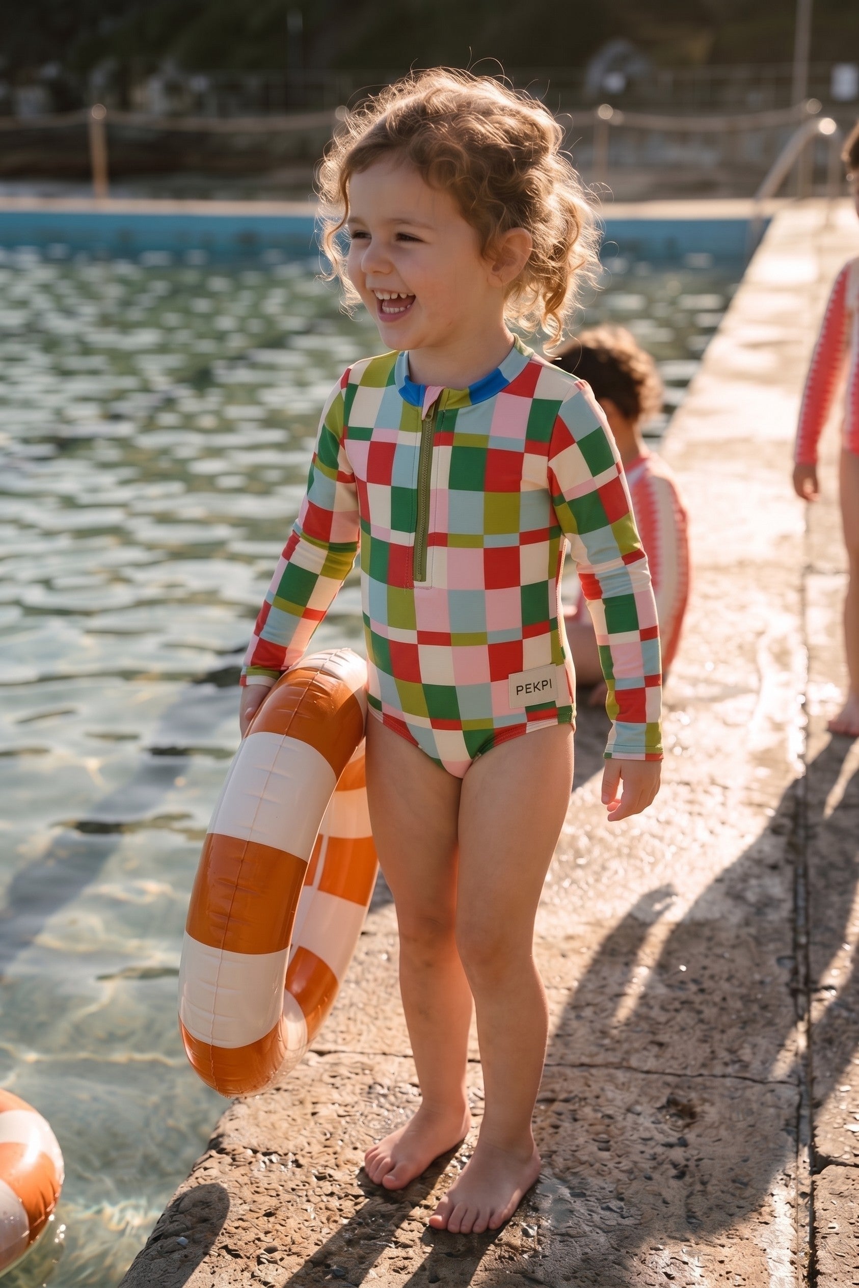 Girls full piece swimsuit in Popsicle Check