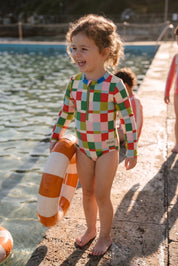 Girls full piece swimsuit in Popsicle Check