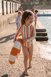 Girls full piece swimsuit in Popsicle Wobble Stripe