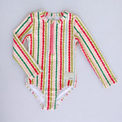 Girls full piece swimsuit in Popsicle Wobble Stripe