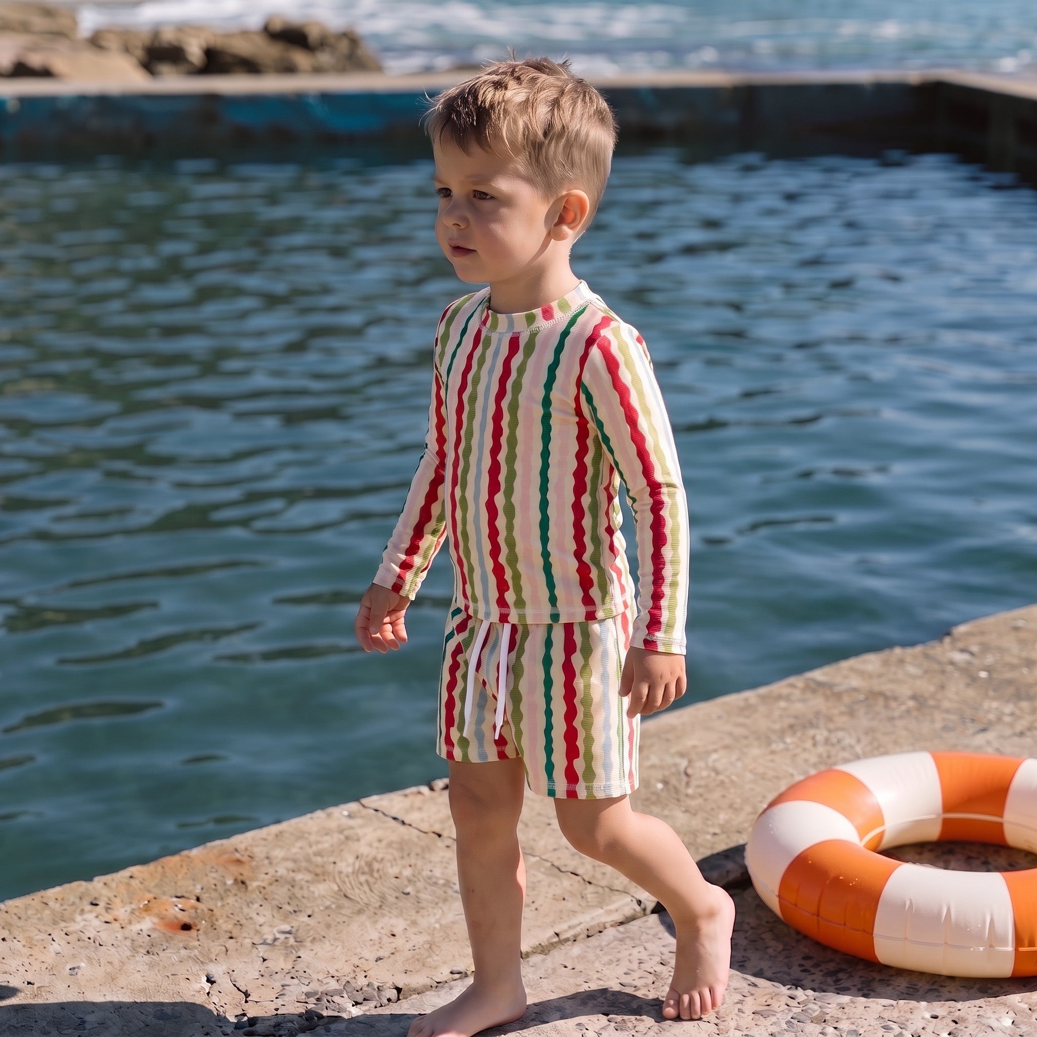 Boys swim set in Popsicle Wobble Stripe
