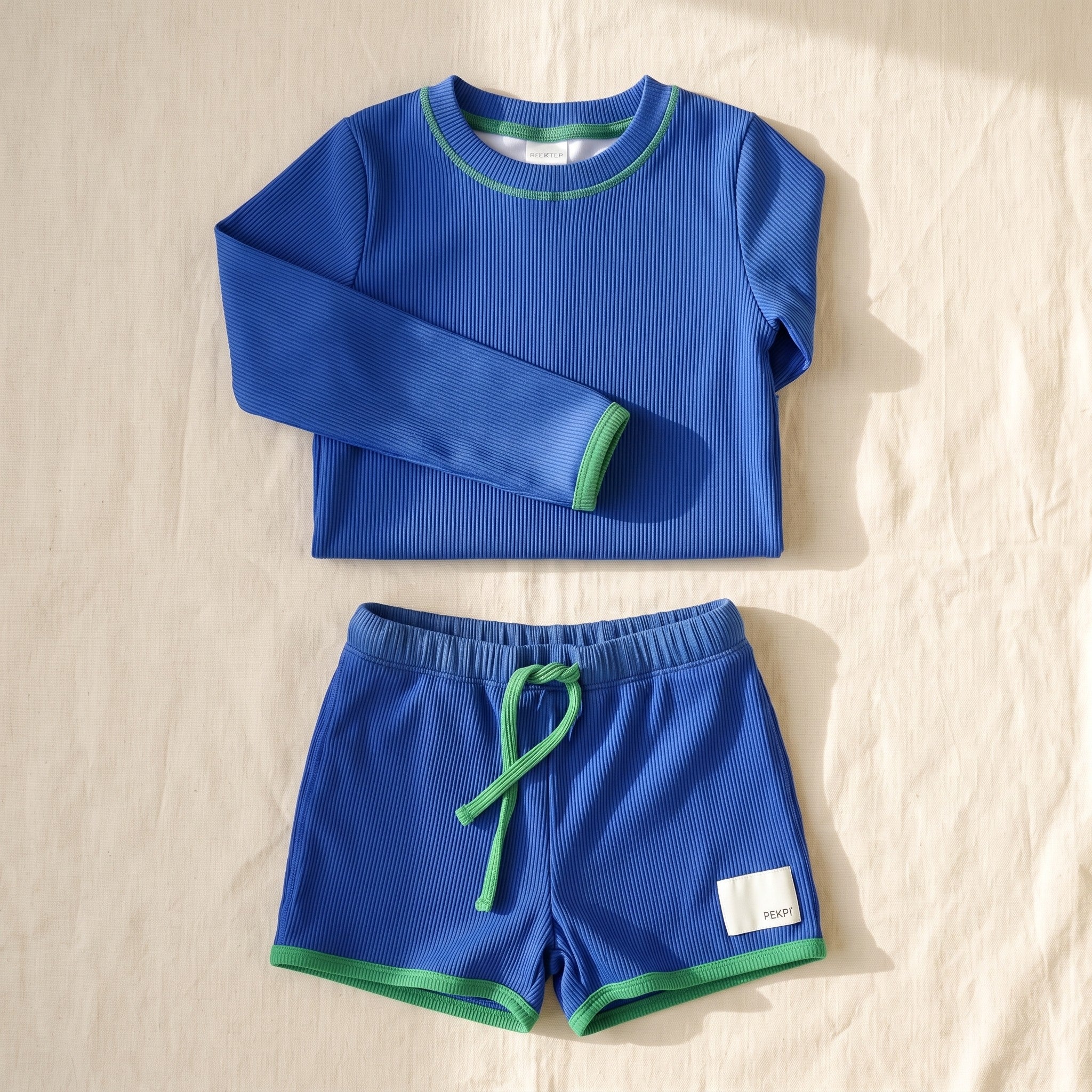 Matching Swim Set Bold Blueberry flat lay
