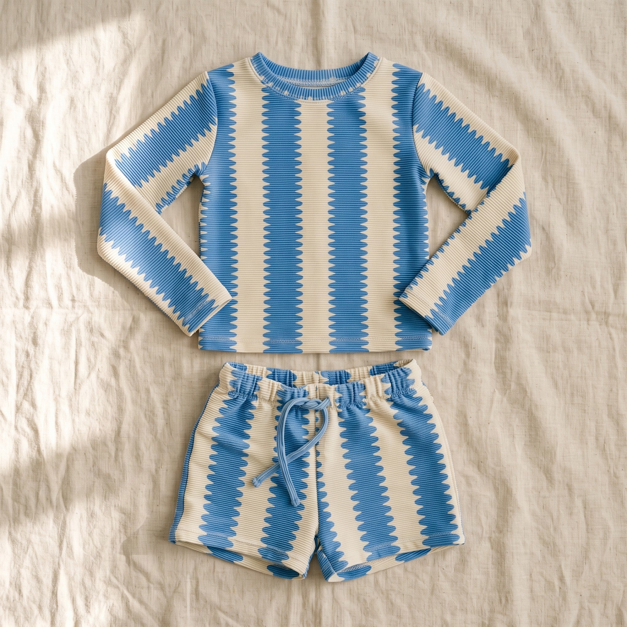 Matching Swim Set Blueberry Wobble flat lay