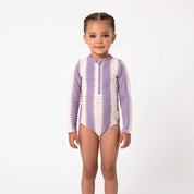 Girls full piece swimsuit in Grape Wobble (AI-generated image matched to our sample)